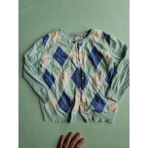 Tweeds Girls Argyle Multicolored Cardigan Size Small